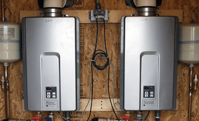 Twin water heater setup after installation