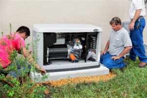 technicians-work-on-whole-house-generator